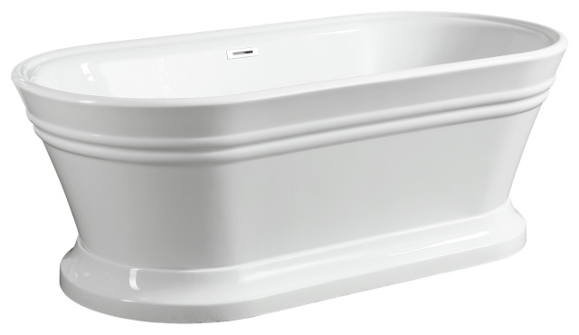 Freestanding bathtub, polished chrome slotted overflow, pop-up drain, VA6610