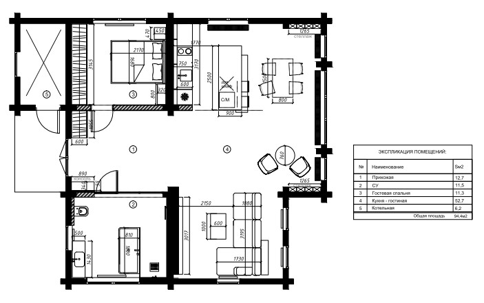 Одноэтажный дом из клееного бруса