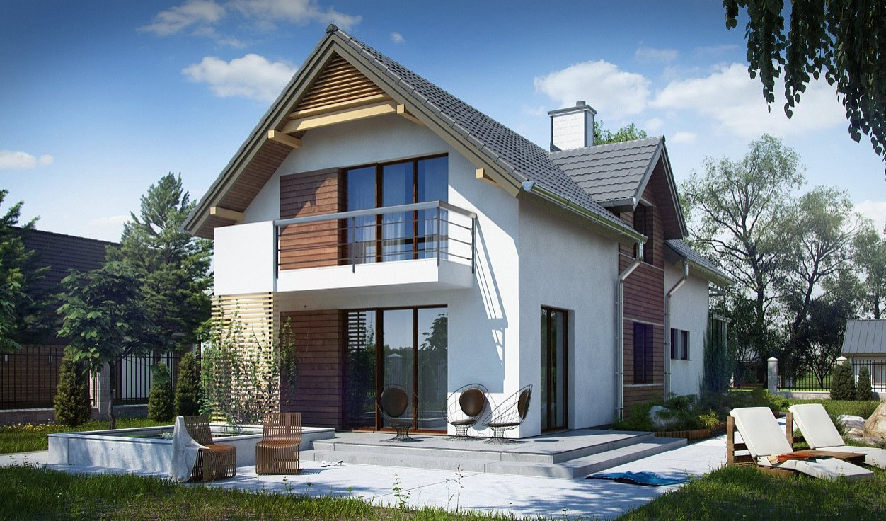 Функциональный и привлекательный дом с гаражом для узкого участка по проекту z29