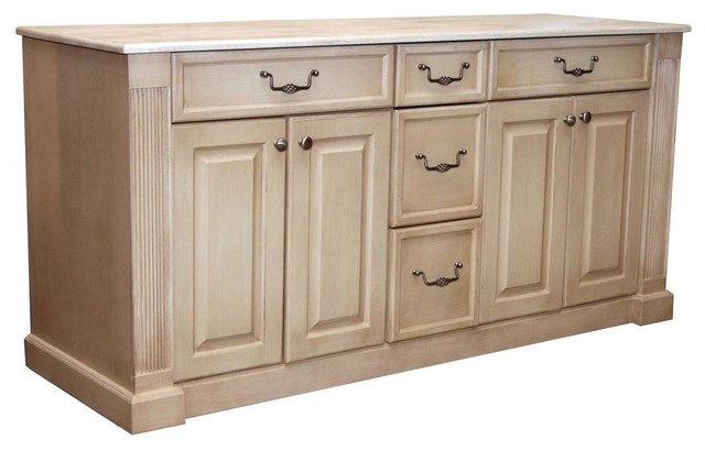 3 Drawer Fluted Column Vanity With 2 Cabinets, Olive Grove