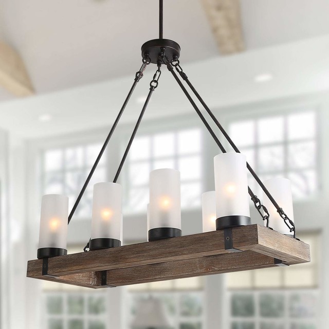 8 Light Wood Kitchen Island Lighting Farmhouse Ceiling Pendant Transitional Kitchen Island Lighting By Lnclighting Llc Houzz