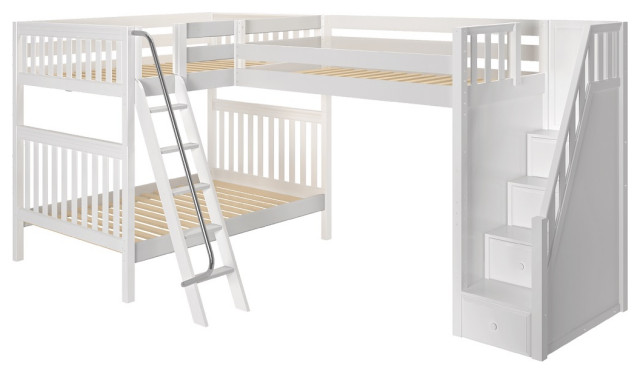 Bunk Beds With Stairs, Full Loft Bunk Bed With Stairs