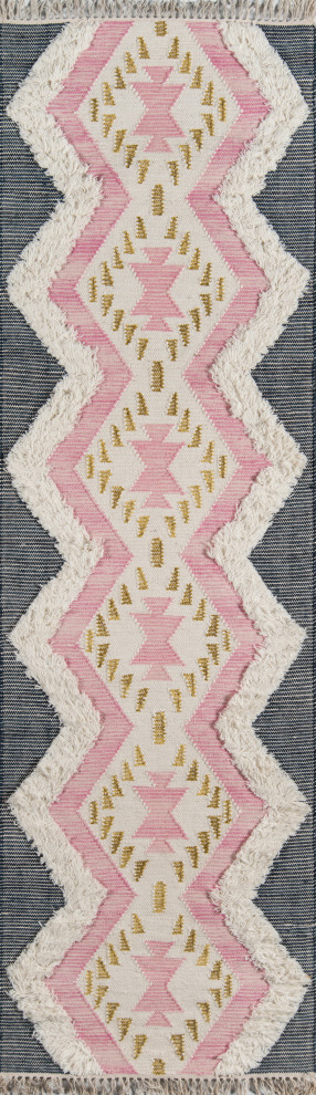Novogratz by Momeni Indio Beverly Hand Made Wool Pink Runner 2'3"x7'10"