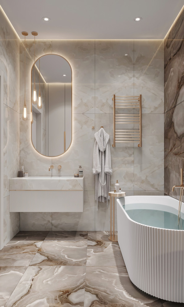 Санузел с пристенной ванной