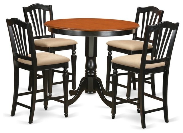 Pub Table And 4 Kitchen Bar Stool, Round Bar Height Table And Chairs Set