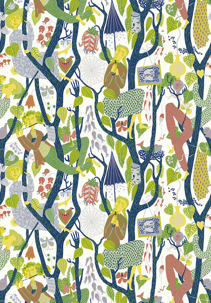 Whimsical Forest People Wallpaper - Contemporary - Wallpaper - by