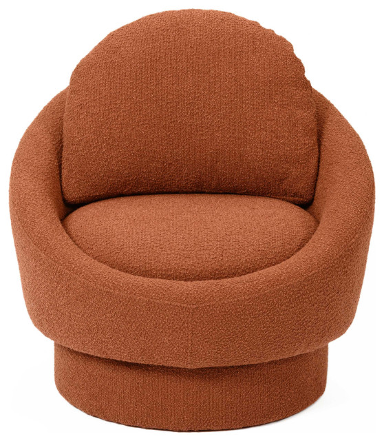 Sammy Saffron Red Boucle Swivel Lounge Chair - Red - Contemporary ...