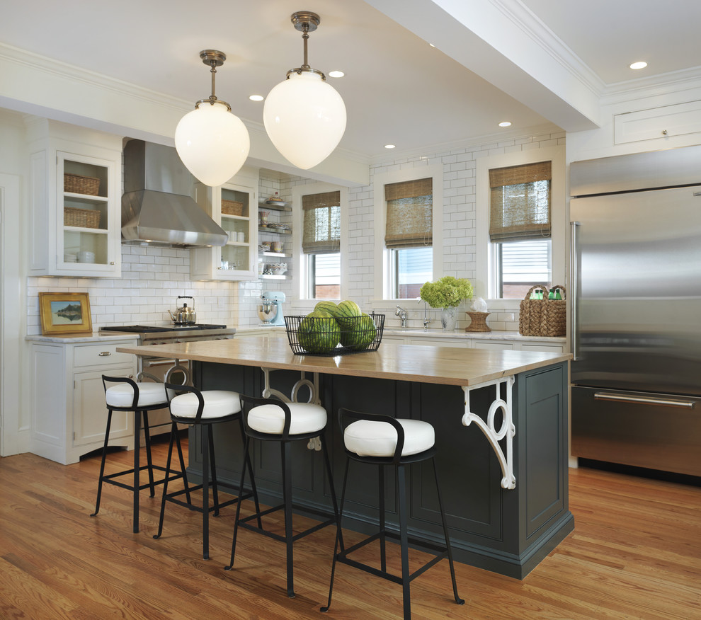 Traditional kitchen in Providence with stainless steel appliances.