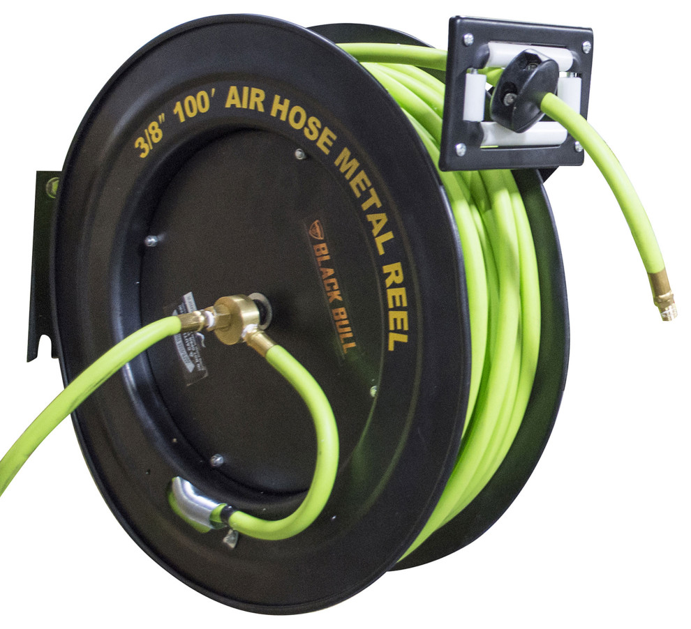 Black Bull 100 Foot Retractable Air Hose Reel With Auto Rewind Transitional Garden Hose Reels By Clickhere2shop