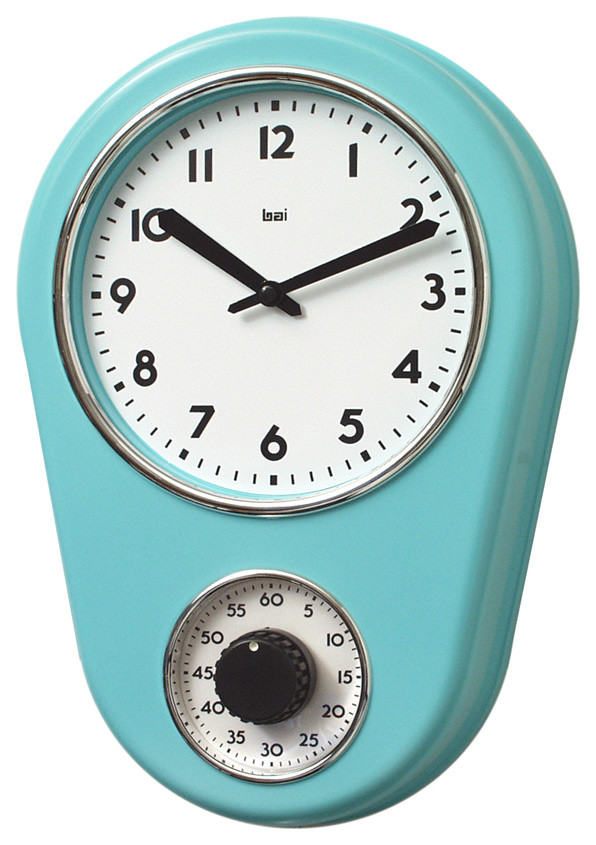 Retro Kitchen Timer Wall Clock, Turquoise