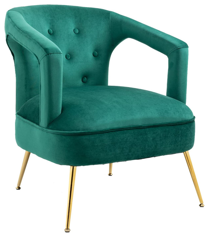 Accent Chair, Metal Legs With Comfortable Seat & Button Tufted Back