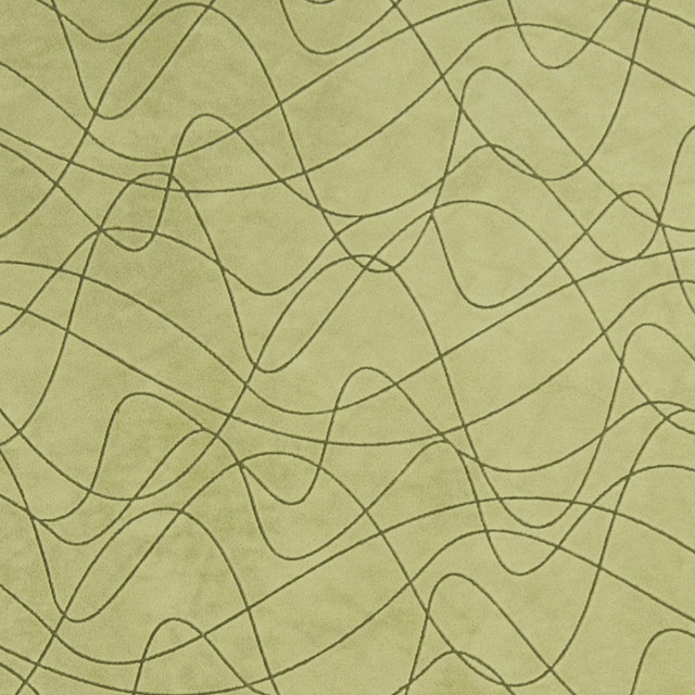 Green Abstract Indented Lines Microfiber Upholstery Fabric By The Yard