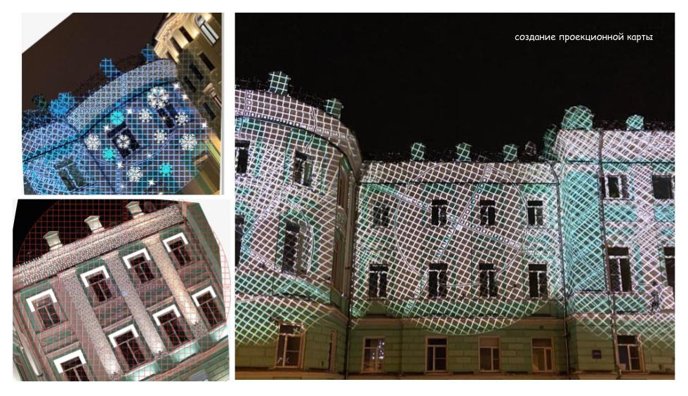 Новогодняя проекционная подсветка фасада НОВИКОМБАНКа