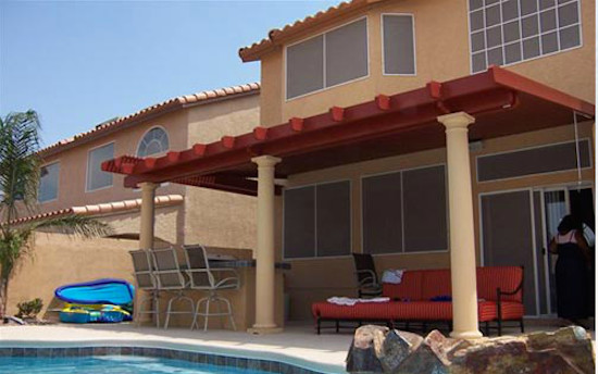 Inspiration for a small transitional backyard custom-shaped pool remodel in Las Vegas
