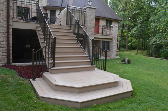 Azek composite wood deck with brick columns in Homer Glen ...