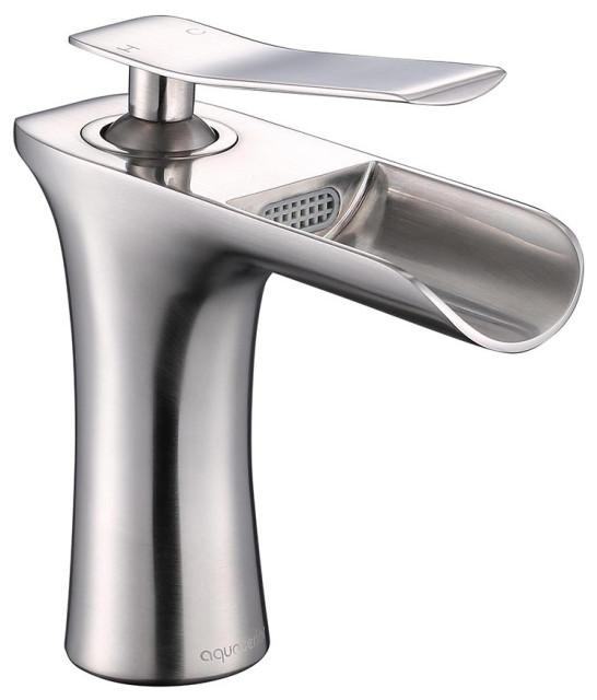 Silver/Black Single Handle Waterfall Bathroom Sink Faucet Mixer Tap Deck Mounted 