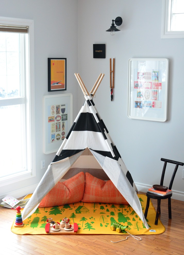 Design ideas for an eclectic gender-neutral kids' room in Calgary.