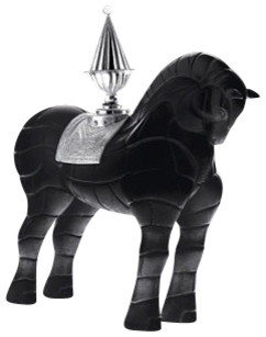 Daum Crystal Cheval Porteur De Feu Black 03616