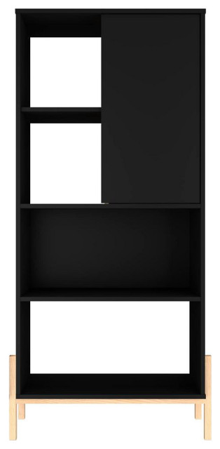 Bowery Bookcase in Black and Oak