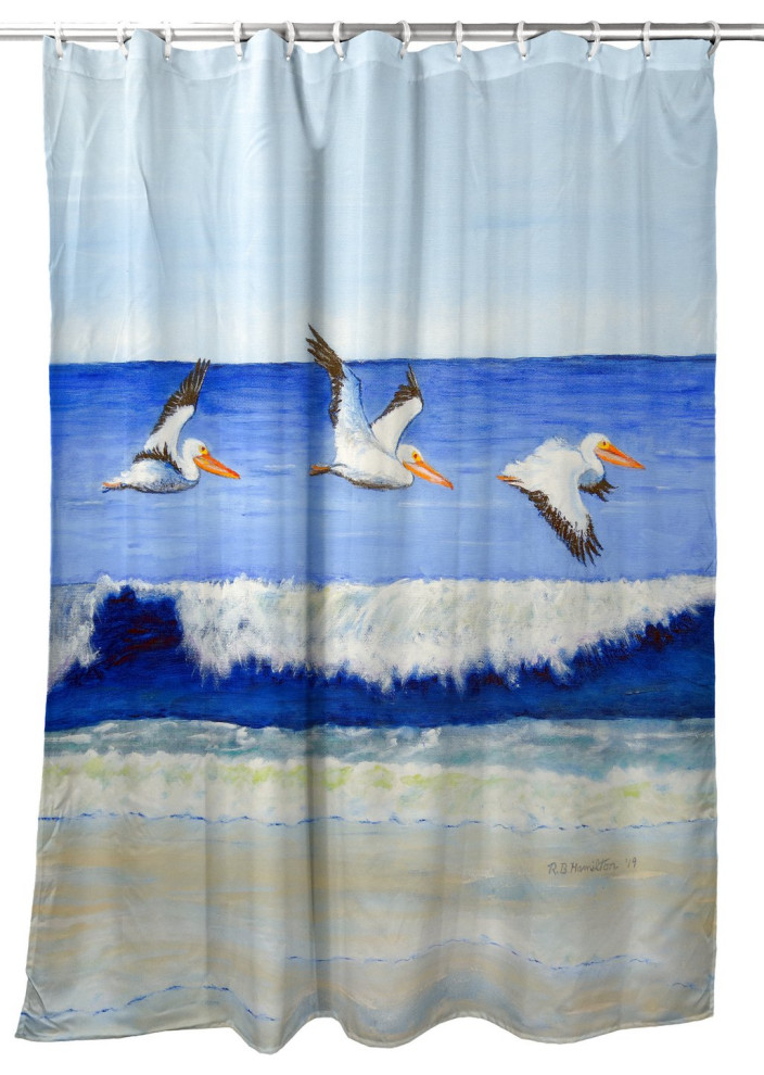 Betsy Drake Skimming the Surf Shower Curtain, 74 inches Beach Style