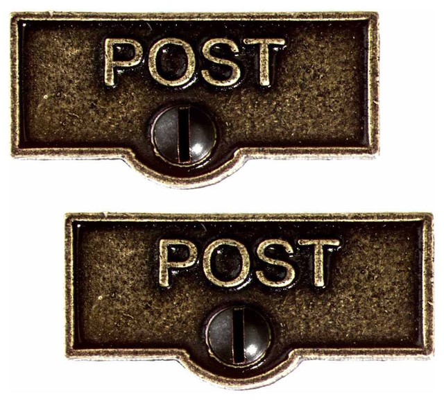 2 Switch Plate Tags POST Name Signs Labels Cast Brass | - Transitional ...