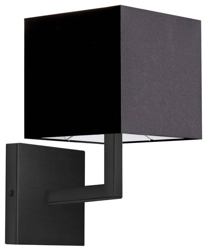Lucas Modern Contemporary Wall Sconce, Matte Black With Black Shade