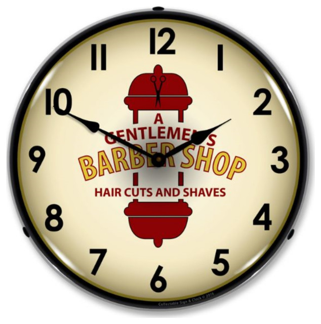 1601618 Barber Shop 2 Clock Midcentury Wall Clocks by Virventures