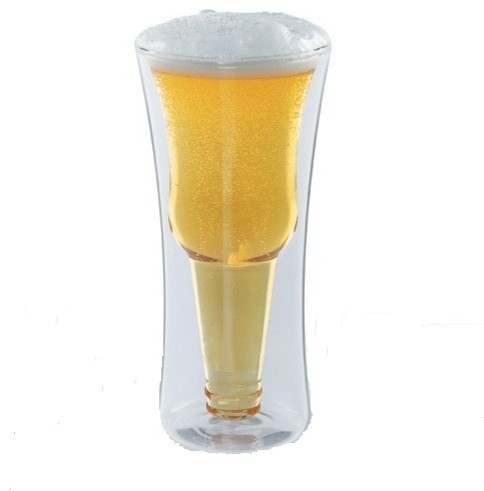 Modern Home Inverso Double Wall Borosilicate Inverted Beer Glass