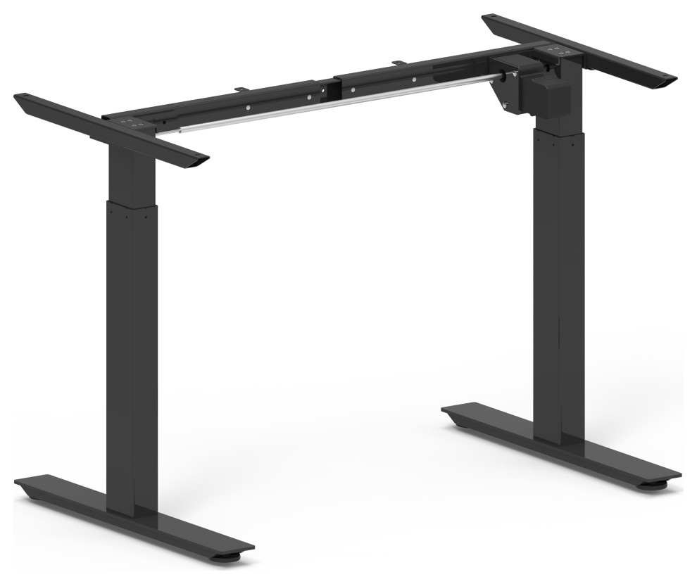 Unique Furniture Height Adjustable Metal Standing Desk TBase in Black