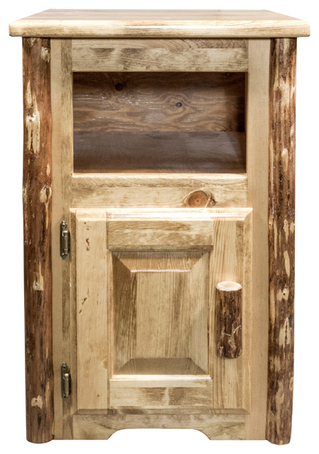 Glacier Country End Table With Door Left Hinged Rustic Side