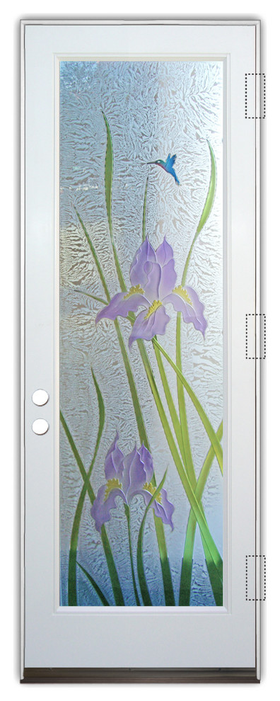 Glass Front Entry Door Sans Soucie Art Glass Iris 3D in Color