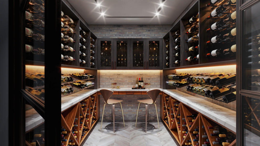 Modern wine cellar in Los Angeles.