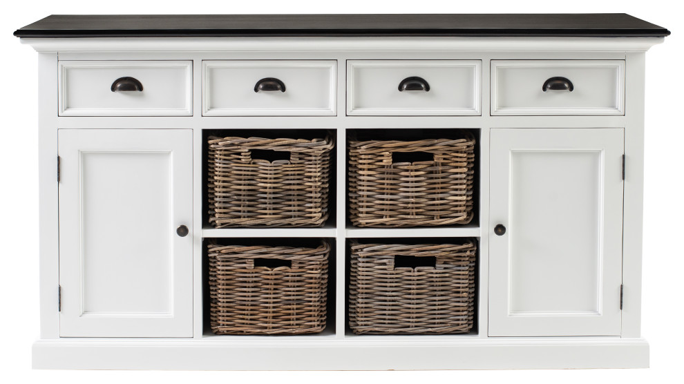 Classic White and Black Halifax Contrast Buffet with 4 Baskets