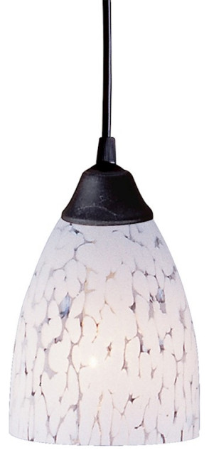 ELK Lighting Classico 1-Light Mini Pendant, Dark Rust/Snow White Glass, 406-1SW
