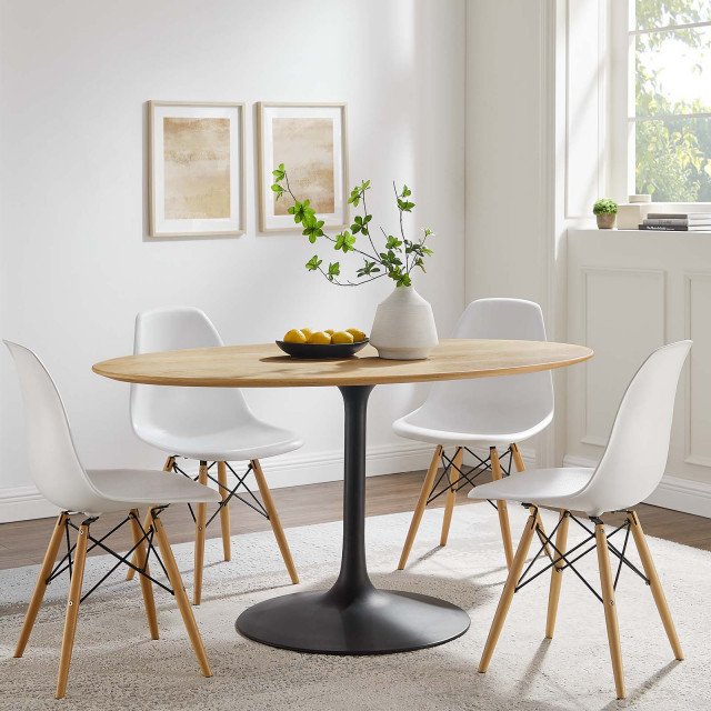 Lippa 60" Oval Wood Grain Dining Table - Midcentury - Dining Tables ...
