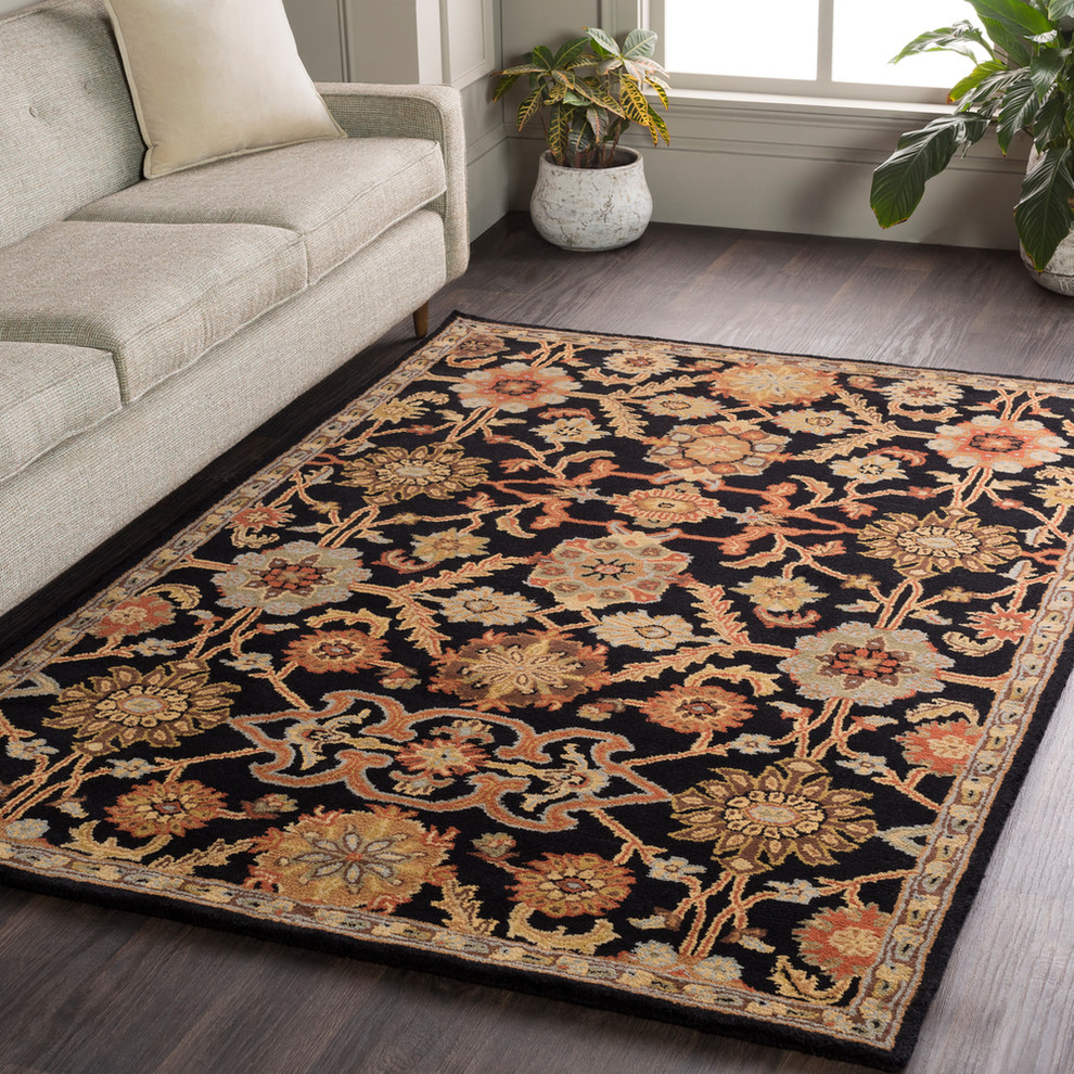 Middleton Traditional Black, Rust Area Rug Traditional Area Rugs