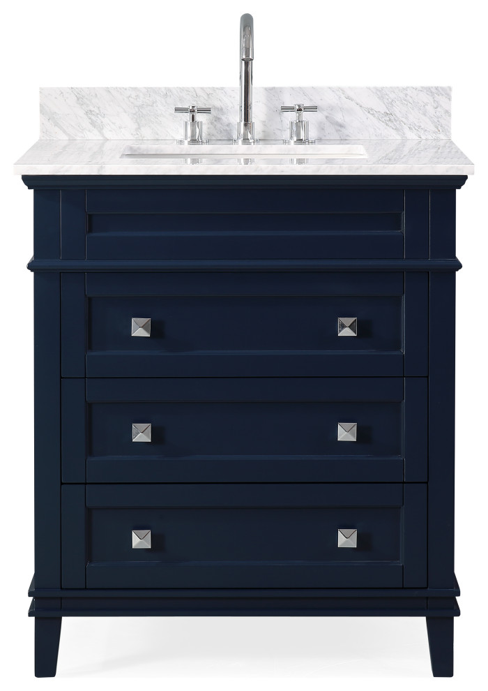30" Felix Navy Blue Modern Bathroom Vanity - Transitional - Bathroom ...