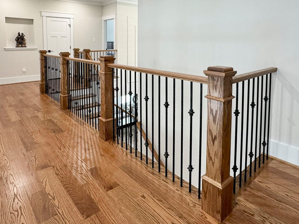 117_Distinct Oak Staircase with Iron Balusters & Oak Rail Profile, Chantilly VA