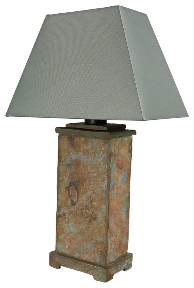 Sunnydaze Indoor/Outdoor Decorative Natural Slate Table Lamp, 24", Single