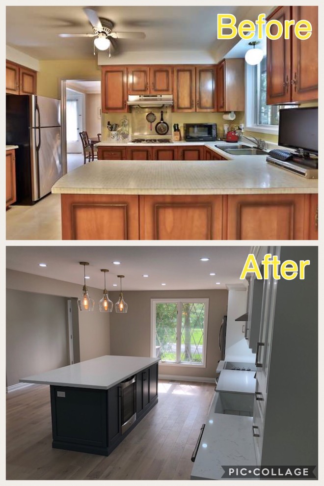 Before & After complete home remodeling with 18 ft long structural wall removal