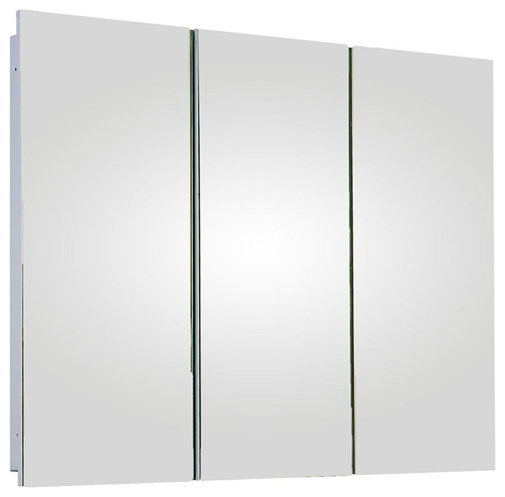 Tri-View Medicine Cabinet, 36"x30", Polished Edge, Partially Recessed