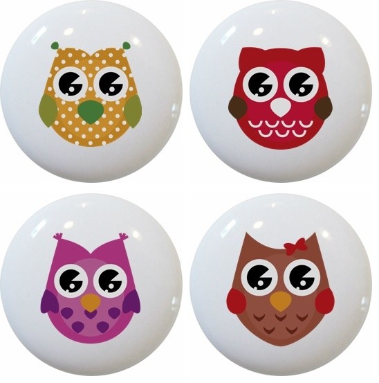 Owls Ceramic Door Knobs 