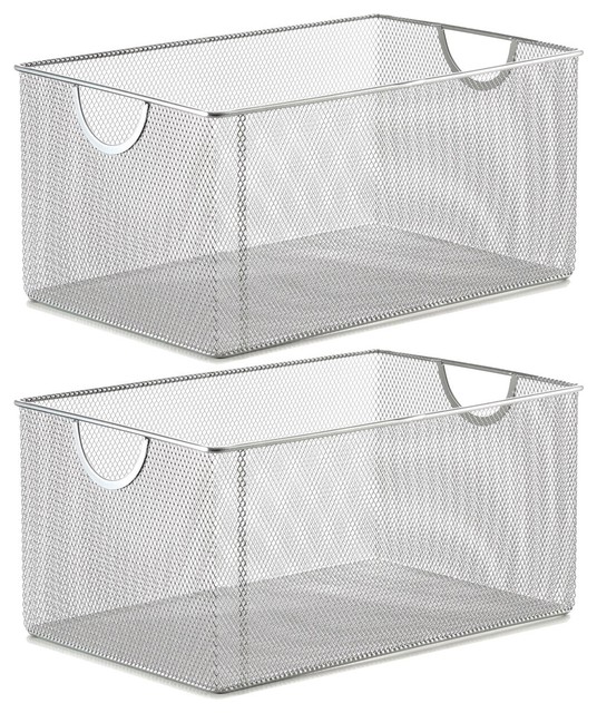 Ybm Home Wire Mesh Open Bin Basket Silver 12 1 X7 8 X5 2 Pack