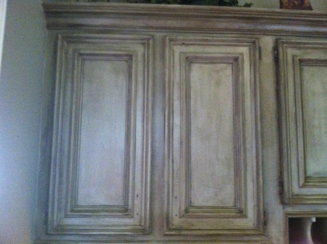 kitchen faux painted cabinets - traditional - kitchen - houston