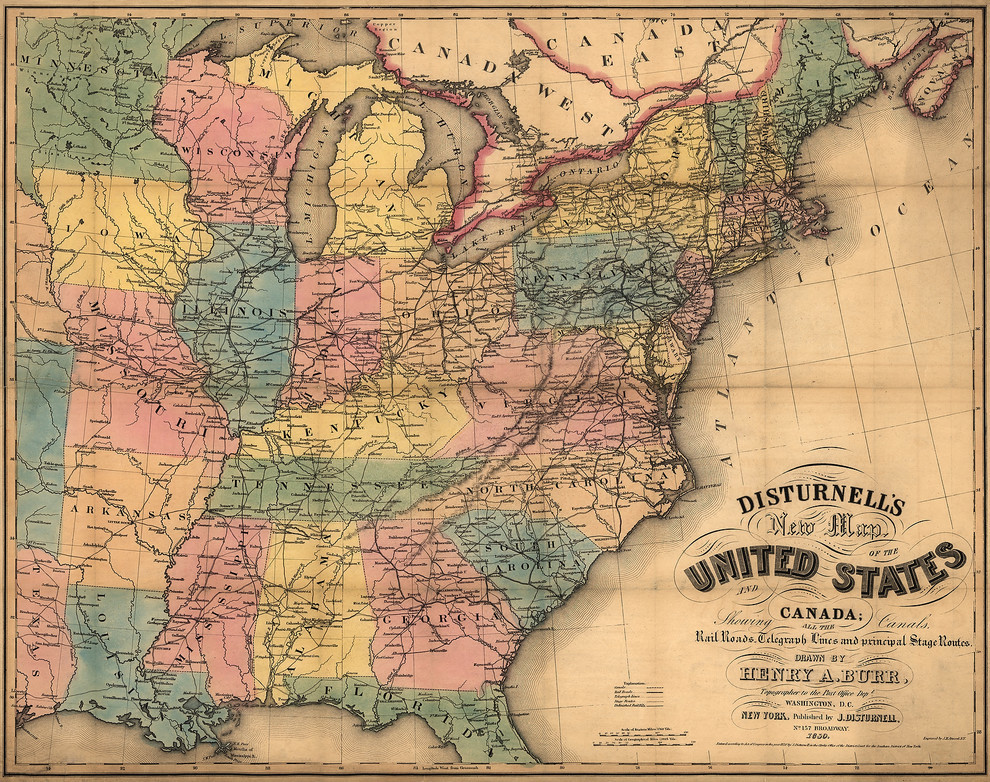 Disturnell's New Map of the United States and Canada Print