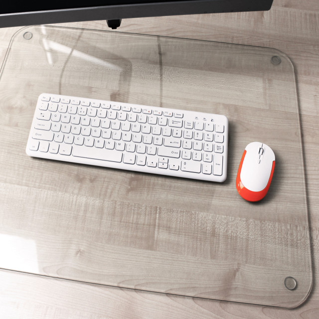 Desktex Glass Desk Pad, Clear, 20"x36" Contemporary Desk