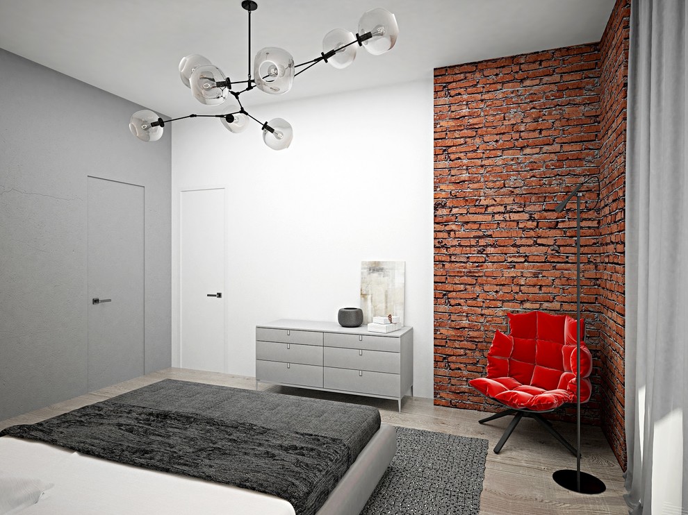 Концепт спальной комнаты в стиле лофт