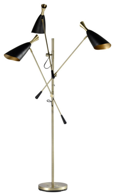 Metal 3 Light Floor Lamp Gold And Black 77 Contemporary Lamps By Sagebrook Home Houzz Metal 3 Light Floor Lamp Gold And, Martha Stewart Hunts Floor Lamp In Gold Black