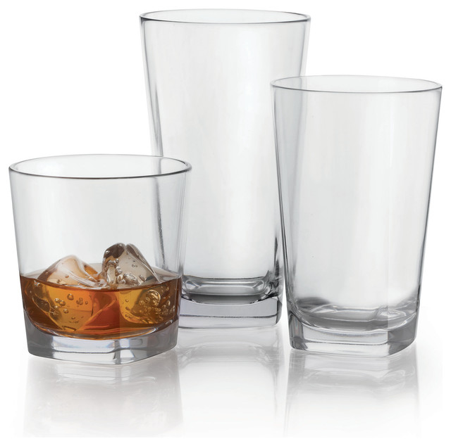 Cubed Drinking Glasses Set Of 4 Contemporary Everyday Glasses By G E T Enterprises Inc 6668