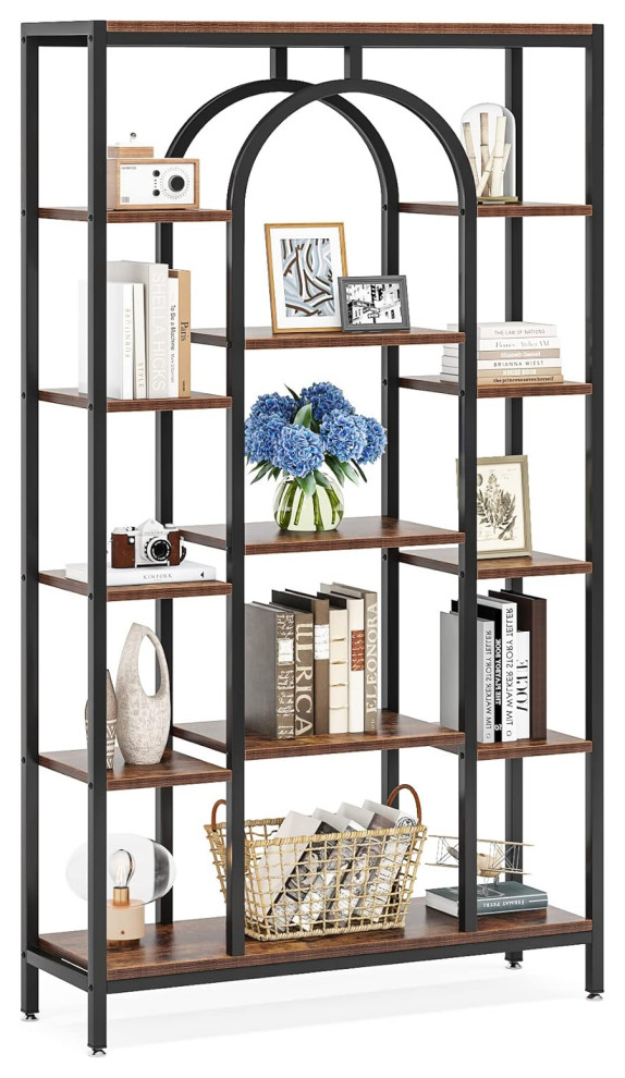 Tribesigns 5-tier Bookshelf, Tall Bookcase Organizer Home Office,Brown and Black